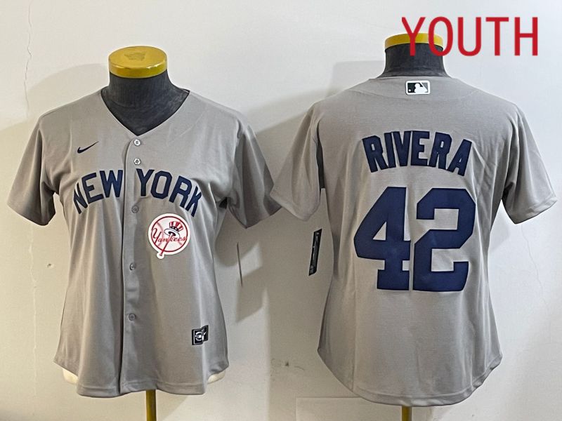 Youth  New York Yankees #42 Rivra grey 2024 Nike MLB jersey 20241121